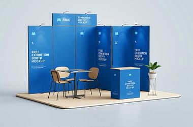 Free exhibition booth mockup
