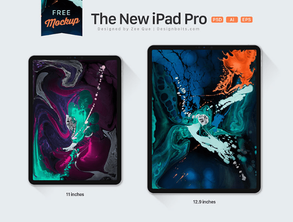 The New Apple iPad Pro 11 & 12.9 Inches All Screen Mockup